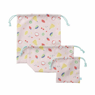 D BY DADWAY(ディーバイダッドウェイ) きんちゃく3枚セット フルーツガーデン【入園・入学 子ども用 巾着袋 おしゃれ 女の子】【ゆうパケット送料無料】